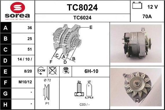 SNRA TC8024 - Ģenerators www.autospares.lv