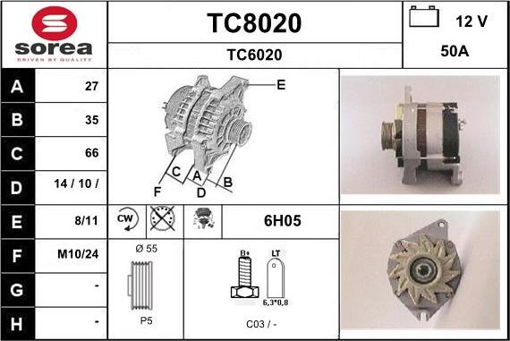 SNRA TC8020 - Ģenerators www.autospares.lv