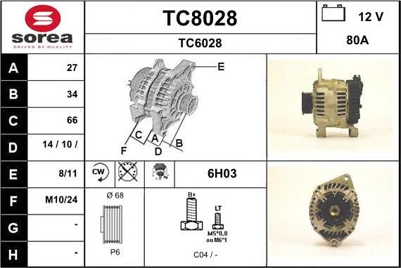 SNRA TC8028 - Ģenerators www.autospares.lv