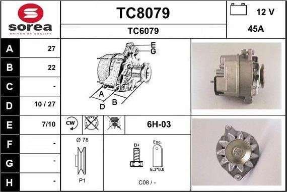 SNRA TC8079 - Alternator www.autospares.lv