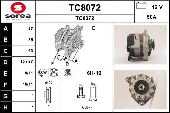 SNRA TC8072 - Генератор www.autospares.lv