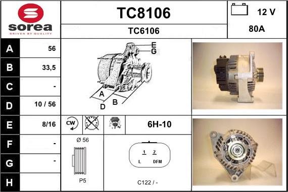 SNRA TC8106 - Ģenerators www.autospares.lv