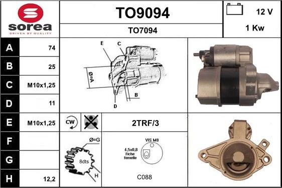 SNRA TO9094 - Starteris autospares.lv