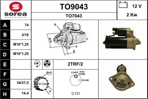 SNRA TO9043 - Стартер www.autospares.lv