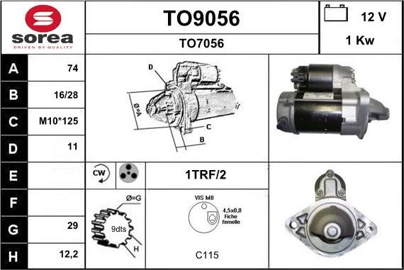 SNRA TO9056 - Starteris autospares.lv