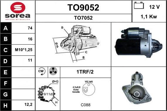 SNRA TO9052 - Starteris autospares.lv