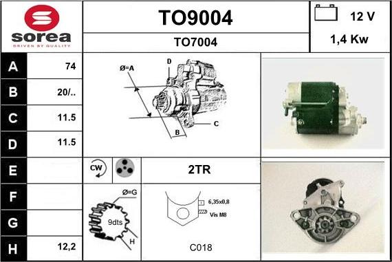 SNRA TO9004 - Starteris www.autospares.lv