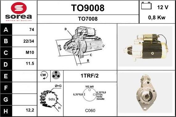 SNRA TO9008 - Starteris www.autospares.lv