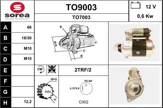 SNRA TO9003 - Starteris www.autospares.lv