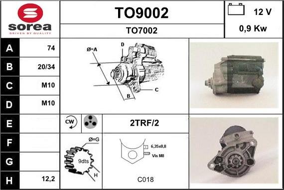 SNRA TO9002 - Starteris autospares.lv