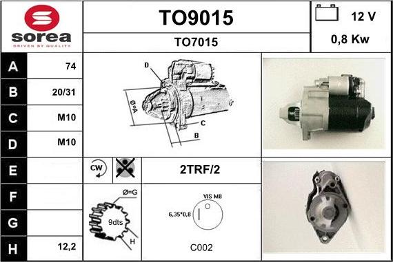 SNRA TO9015 - Starter www.autospares.lv