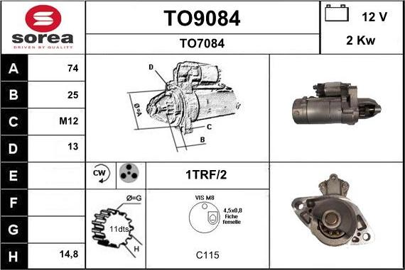 SNRA TO9084 - Starteris autospares.lv