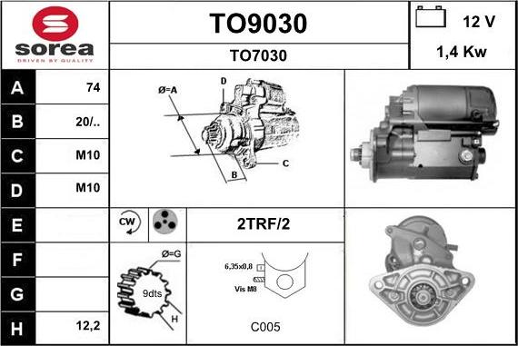 SNRA TO9030 - Стартер www.autospares.lv