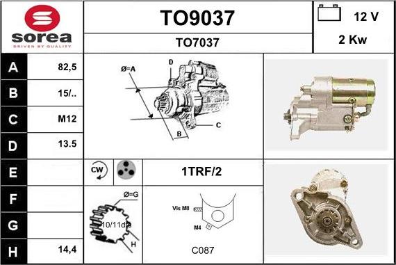 SNRA TO9037 - Starteris autospares.lv