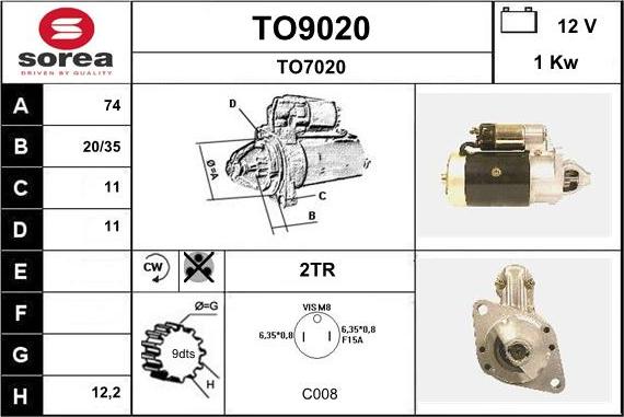 SNRA TO9020 - Starter www.autospares.lv