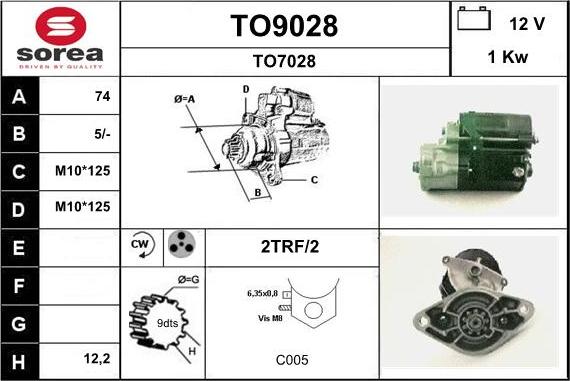 SNRA TO9028 - Starteris autospares.lv