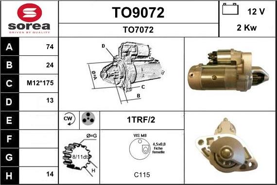 SNRA TO9072 - Starteris autospares.lv