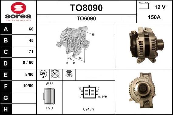 SNRA TO8090 - Ģenerators www.autospares.lv