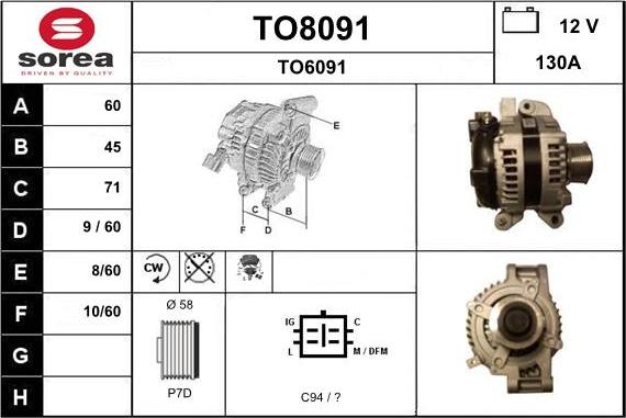 SNRA TO8091 - Ģenerators www.autospares.lv