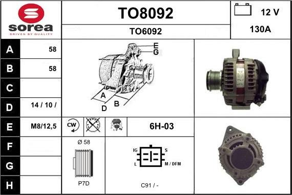 SNRA TO8092 - Генератор www.autospares.lv