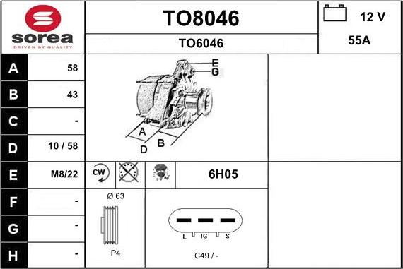 SNRA TO8046 - Генератор www.autospares.lv