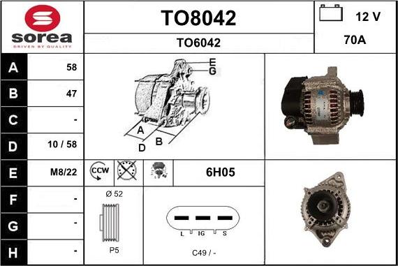 SNRA TO8042 - Ģenerators www.autospares.lv