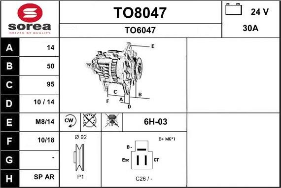 SNRA TO8047 - Генератор www.autospares.lv