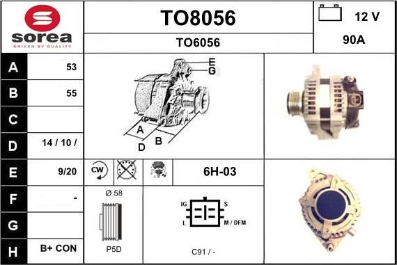 SNRA TO8056 - Ģenerators www.autospares.lv