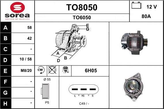 SNRA TO8050 - Генератор www.autospares.lv