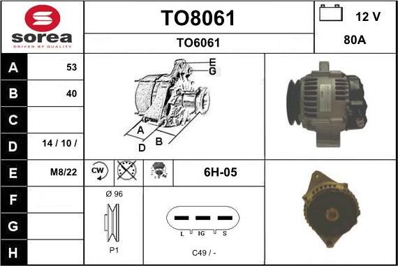 SNRA TO8061 - Ģenerators www.autospares.lv