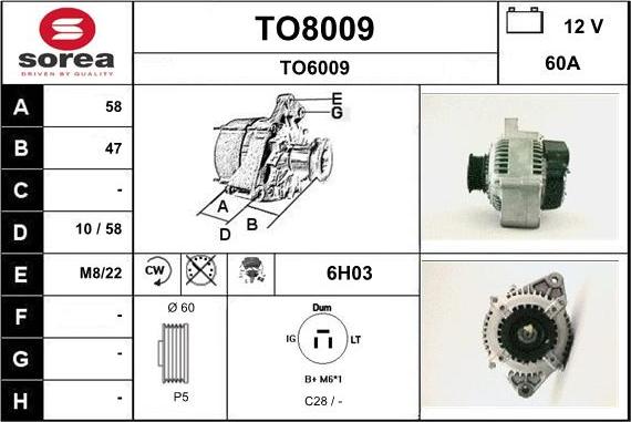 SNRA TO8009 - Ģenerators autospares.lv