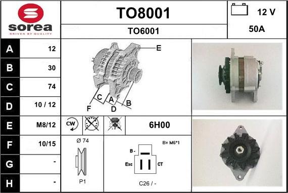 SNRA TO8001 - Ģenerators autospares.lv