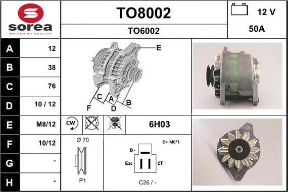 SNRA TO8002 - Ģenerators autospares.lv