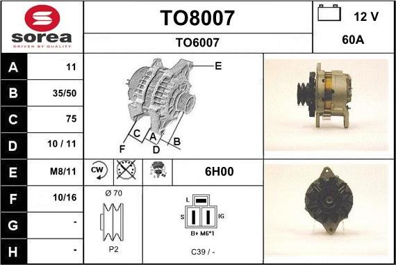 SNRA TO8007 - Alternator www.autospares.lv