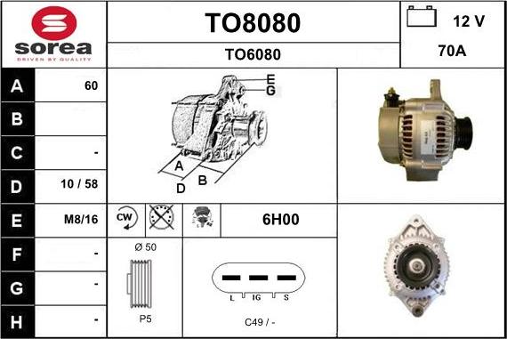 SNRA TO8080 - Ģenerators autospares.lv