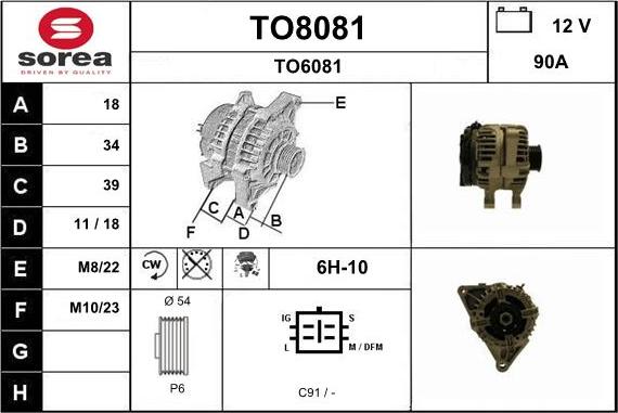 SNRA TO8081 - Генератор www.autospares.lv