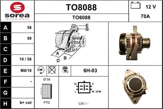 SNRA TO8088 - Ģenerators autospares.lv