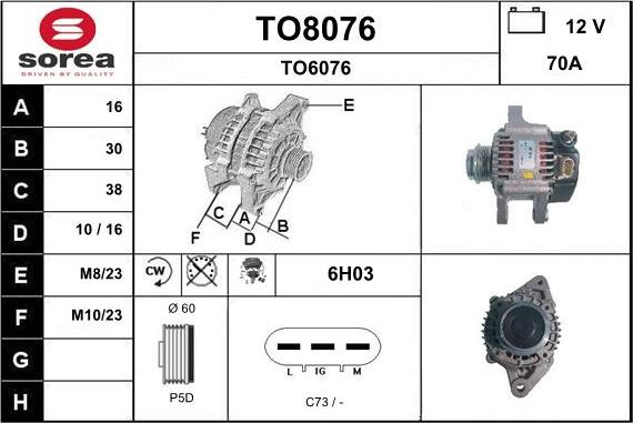 SNRA TO8076 - Ģenerators autospares.lv