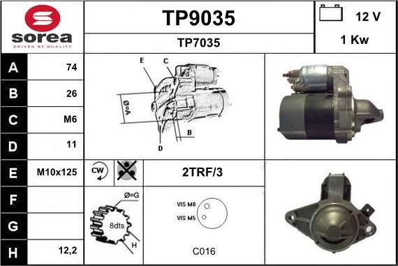 SNRA TP9035 - Starteris autospares.lv