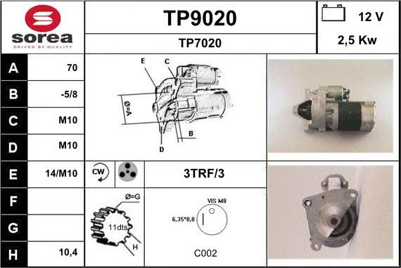 SNRA TP9020 - Starteris autospares.lv