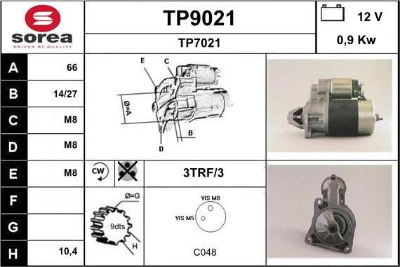 SNRA TP9021 - Starteris autospares.lv