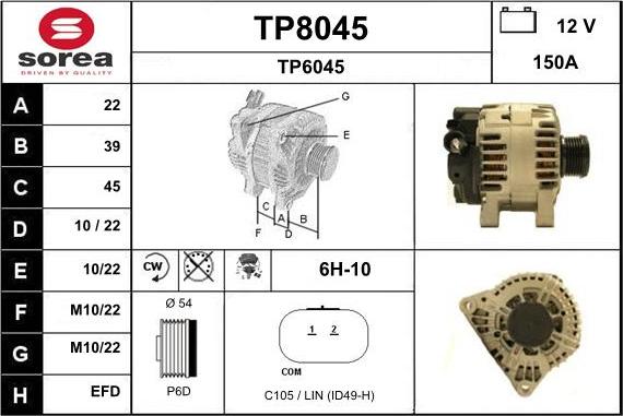 SNRA TP8045 - Генератор www.autospares.lv