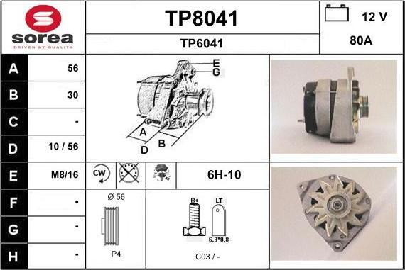 SNRA TP8041 - Alternator www.autospares.lv