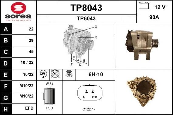 SNRA TP8043 - Ģenerators autospares.lv