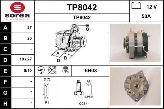 SNRA TP8042 - Ģenerators autospares.lv