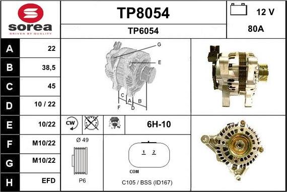 SNRA TP8054 - Alternator www.autospares.lv