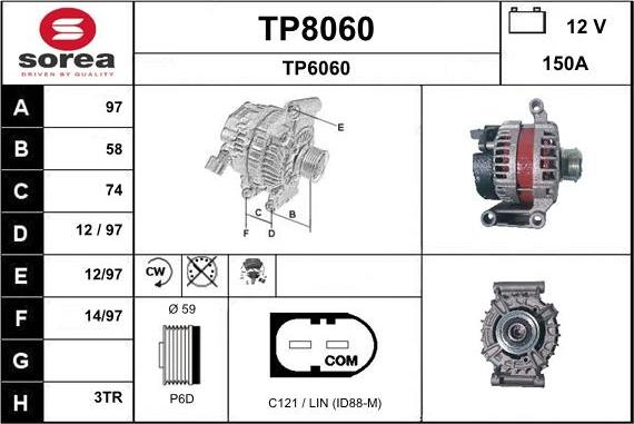 SNRA TP8060 - Ģenerators www.autospares.lv