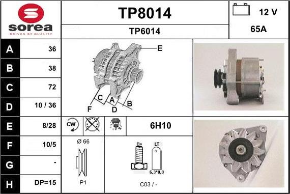 SNRA TP8014 - Ģenerators autospares.lv