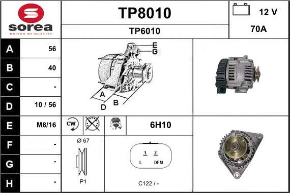 SNRA TP8010 - Генератор www.autospares.lv