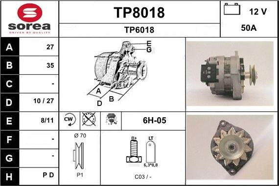 SNRA TP8018 - Ģenerators autospares.lv